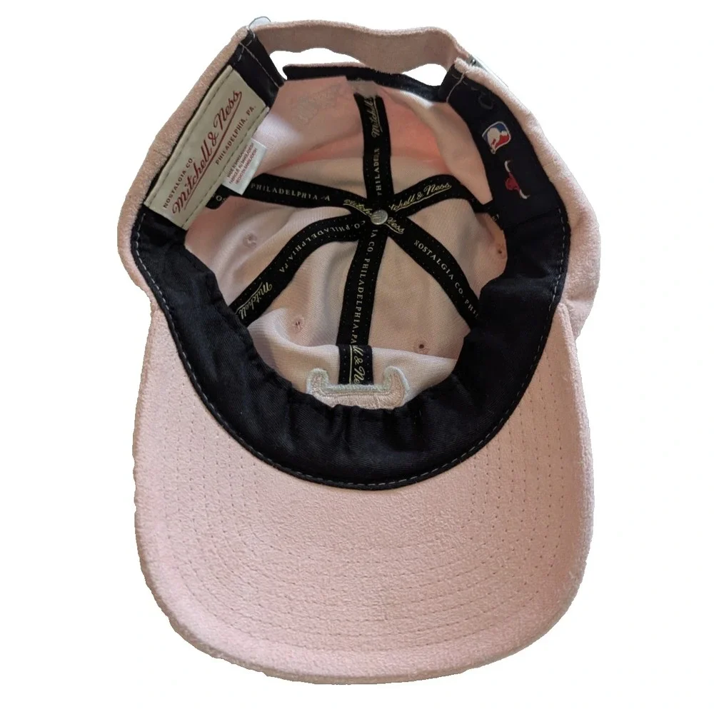 Mitchell & Ness Chicago Bulls Pink Micro Suede Strapback Hat NBA Womens Mens